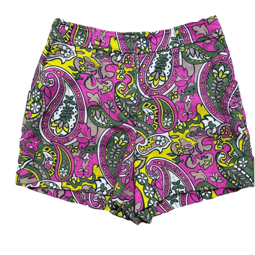 Boden Richmond Shorts Women’s US 8 UK 12 Pink Paisley Chino 4” Inseam Preppy